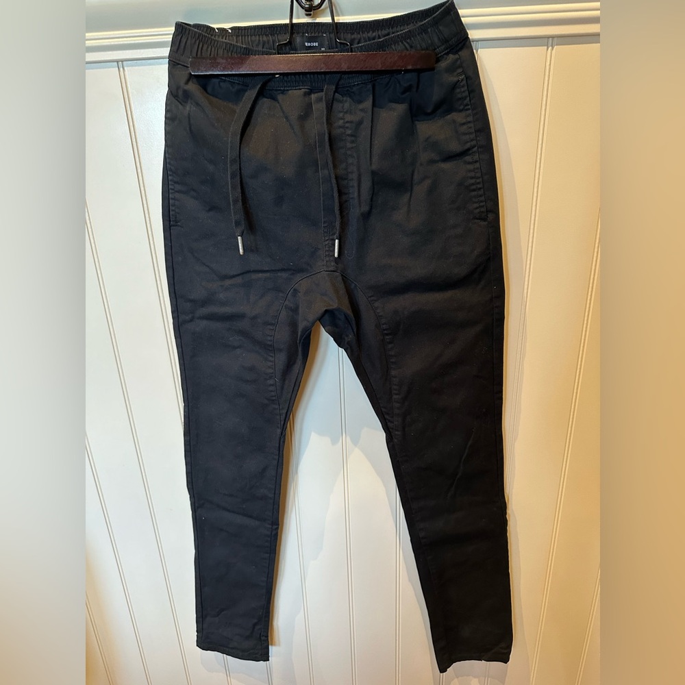 Zanerobe Size 30 Black Jogger Jeans Pants Drawstring Side & Back Pockets